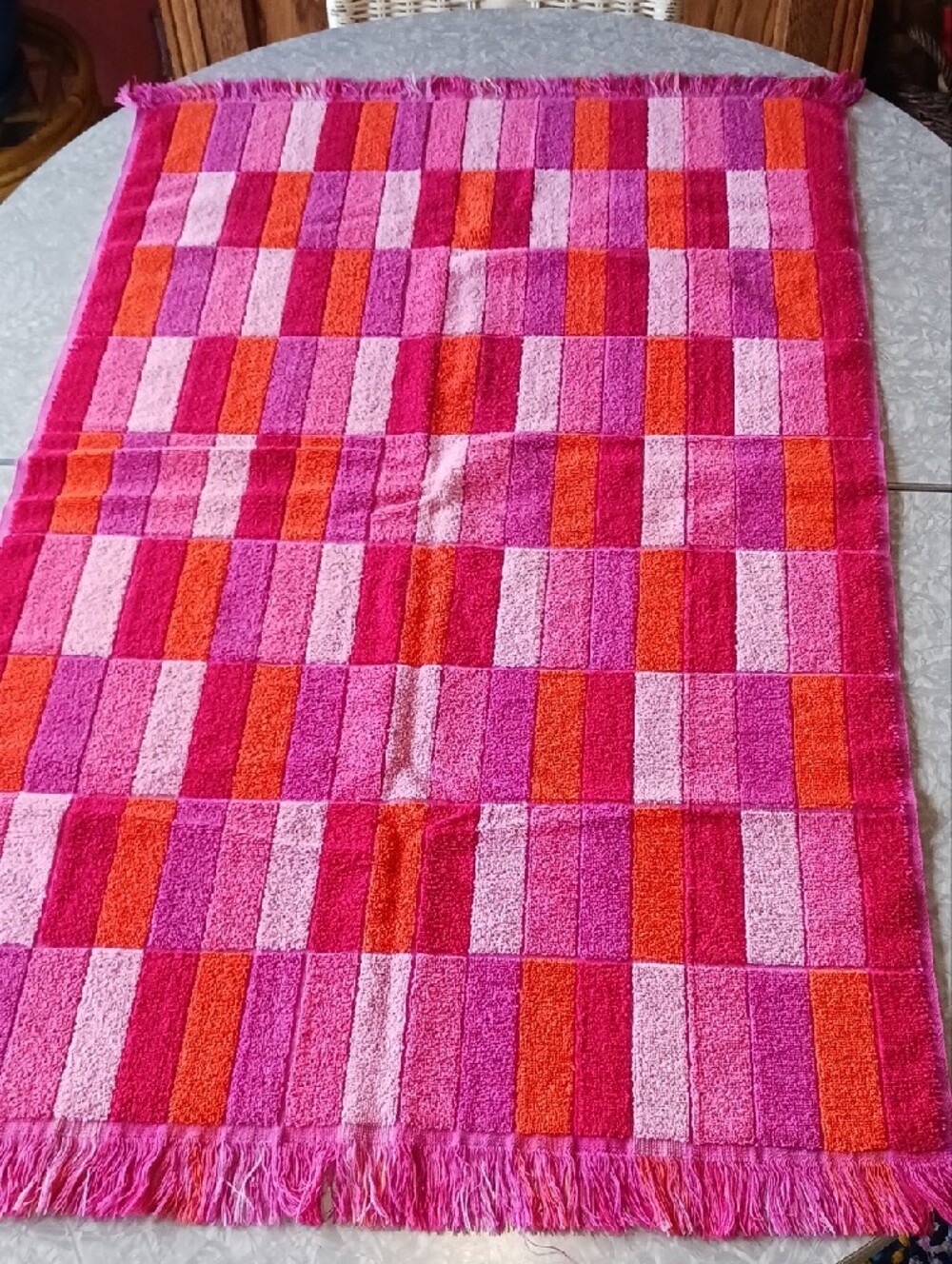 Sears~ 2 Vintage Pink & Orange Towel Sets - Picture 10 of 12